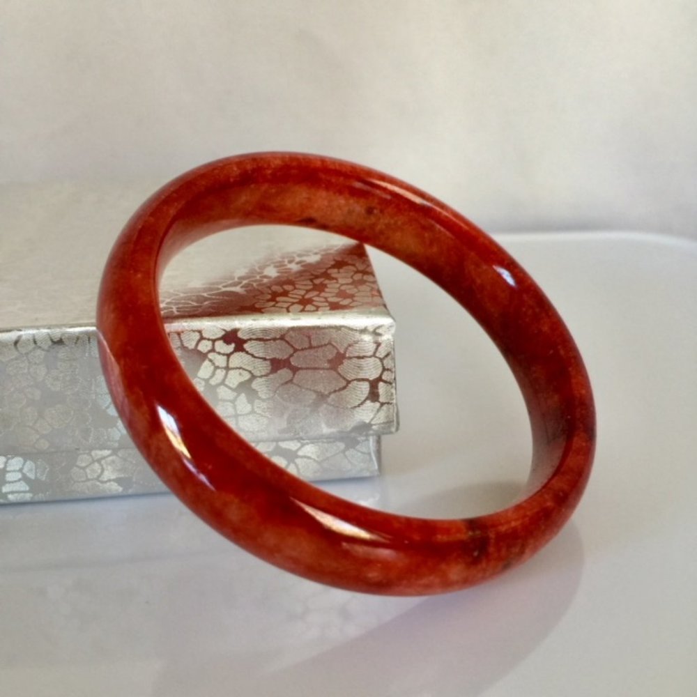 Natural Red Jade Bangle Bracelet 56mm
